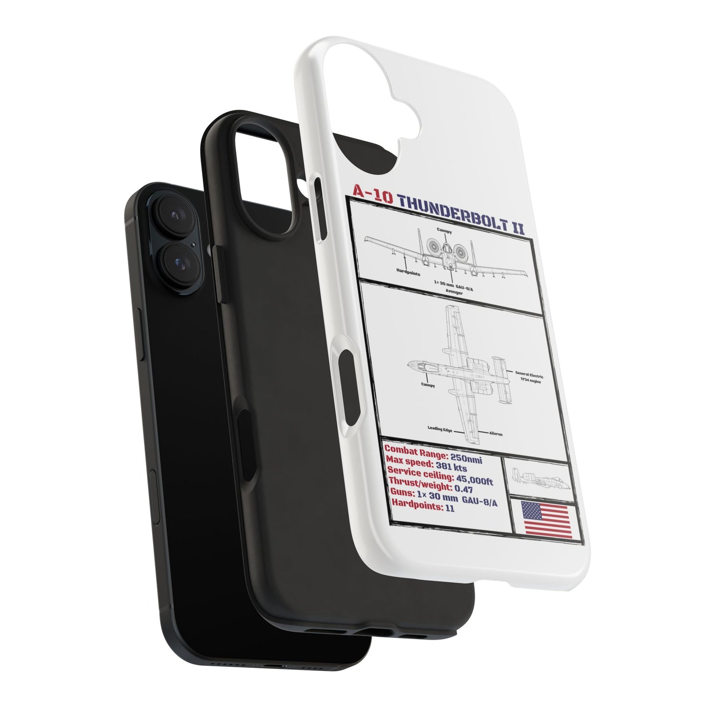 A-10 Thunderbolt Schematic edition phone case (USAF Colour-Way)
