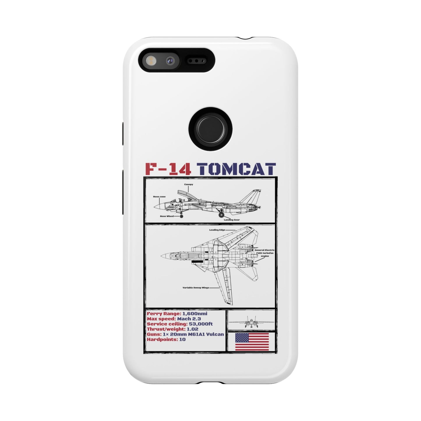 F-14 Tomcat Schematic edition phone case (USAF Colour-Way)