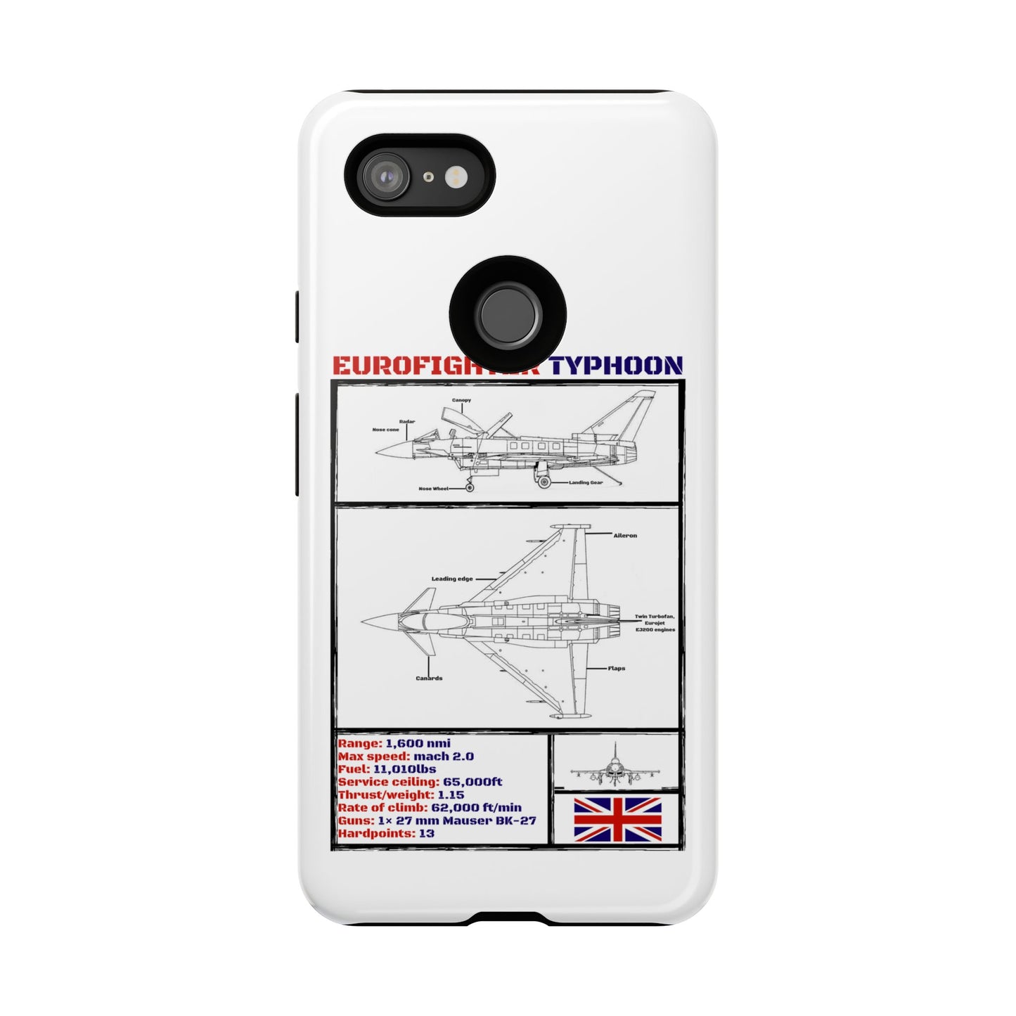 Eurofighter typhoon Schematic edition phone case (RAF Colour-Way)