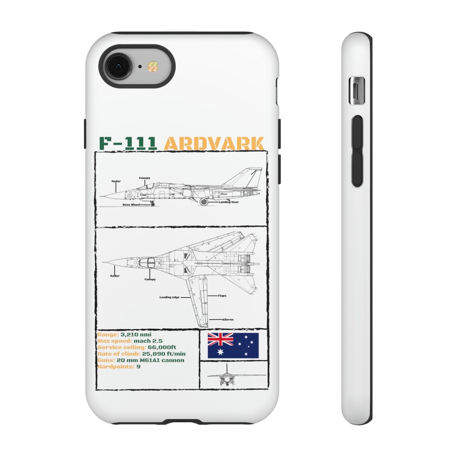 F-111 Aardvark Schematic edition phone case (RAAF Colour-Way)