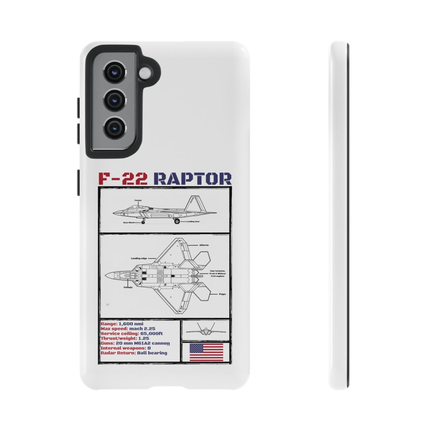 F-22 Raptor Schematic edition phone case (USAF Colour-Way)