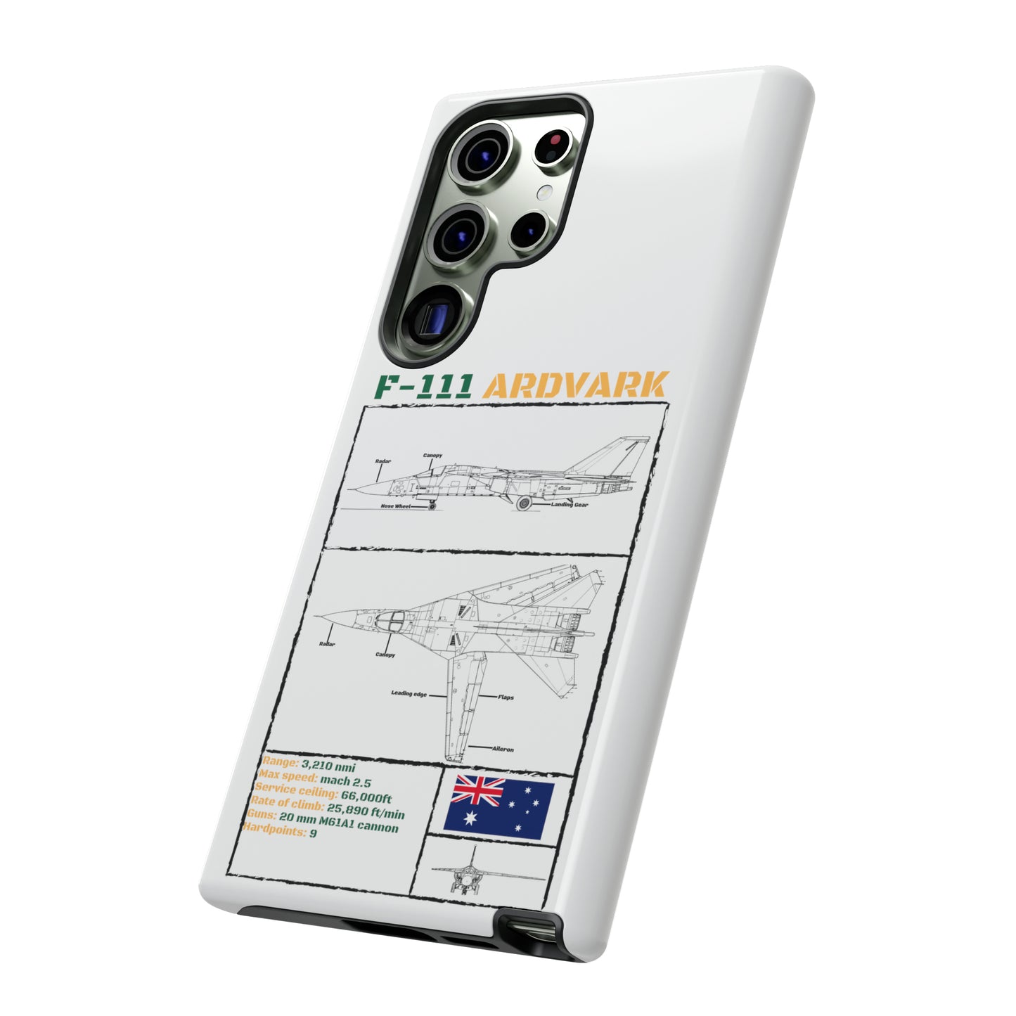 F-111 Aardvark Schematic edition phone case (RAAF Colour-Way)