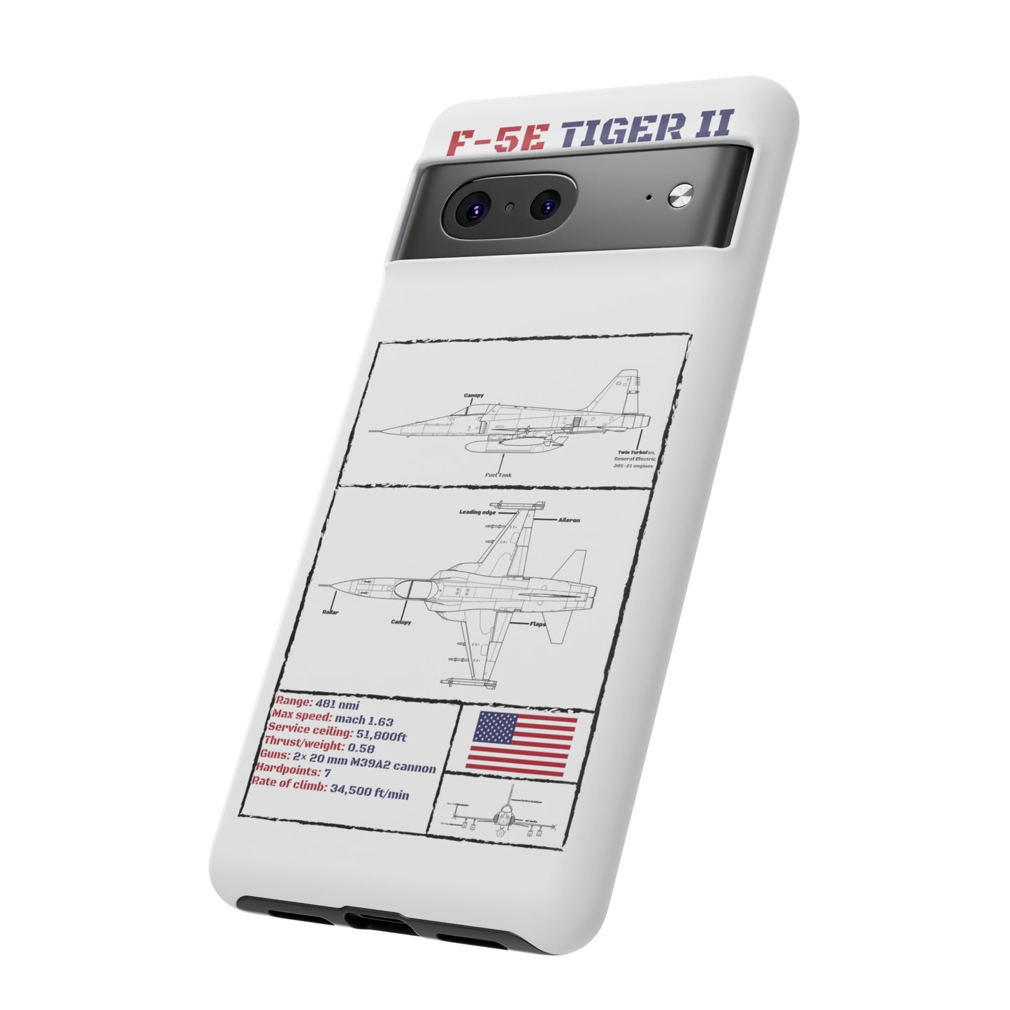 F-5E Schematic edition phone case (USAF Colour-Way)