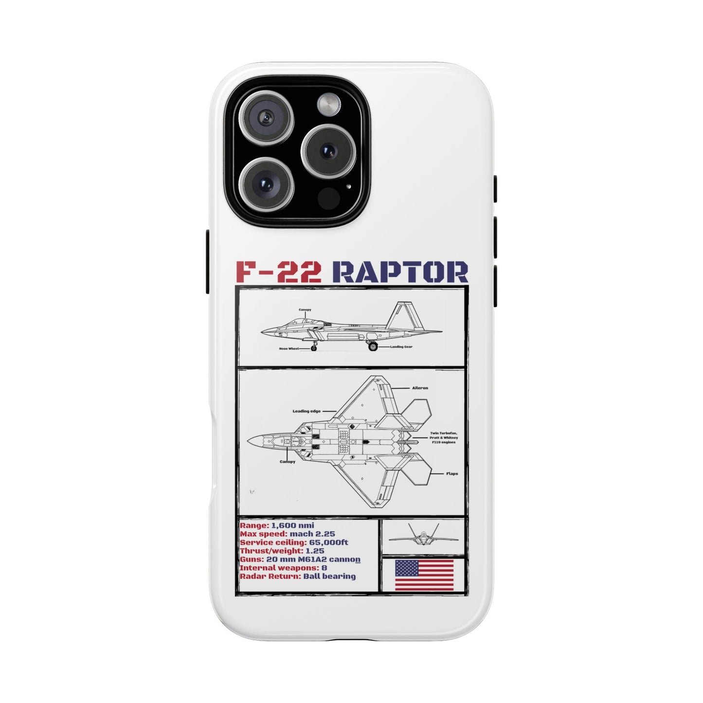 F-22 Raptor Schematic edition phone case (USAF Colour-Way)