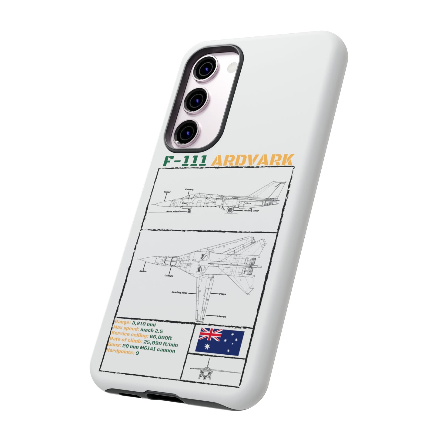 F-111 Aardvark Schematic edition phone case (RAAF Colour-Way)