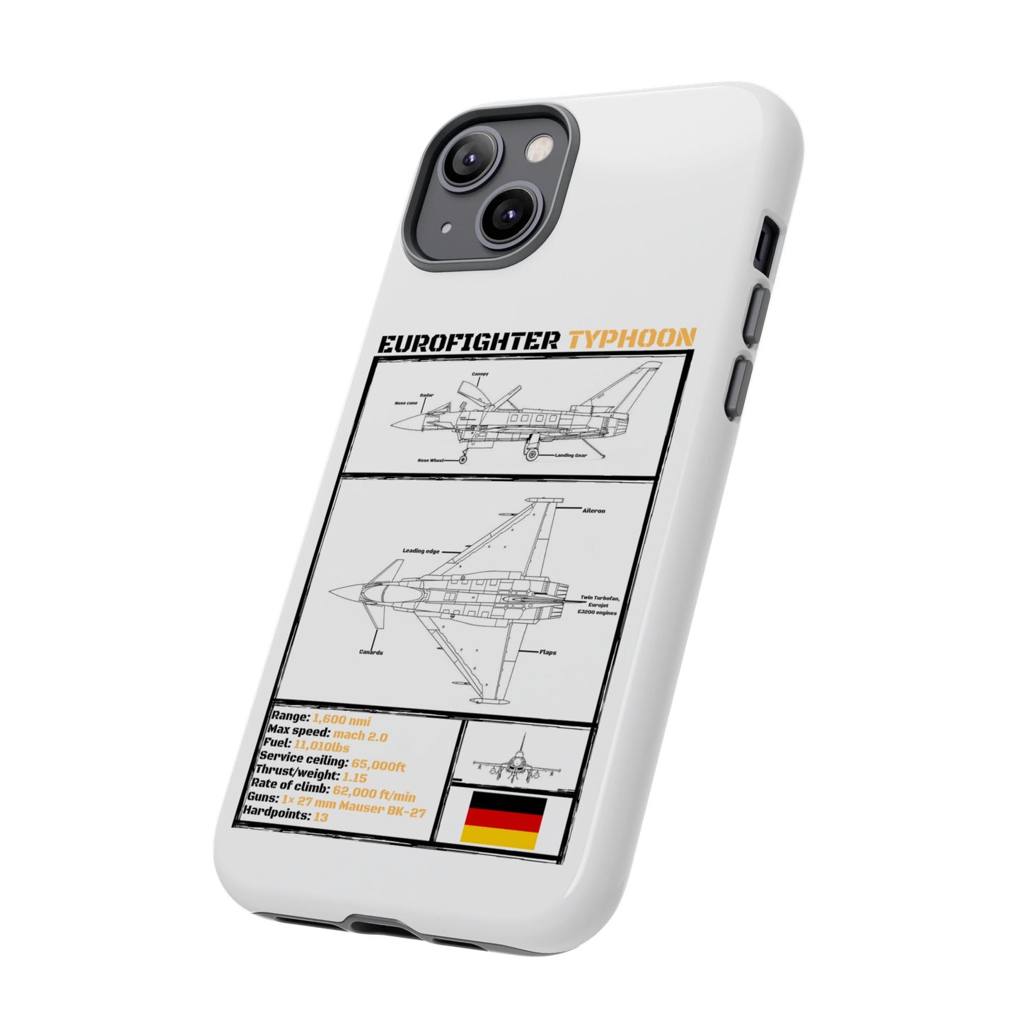 Eurofighter typhoon Schematic edition phone case (Luftwaffe Colour-Way)