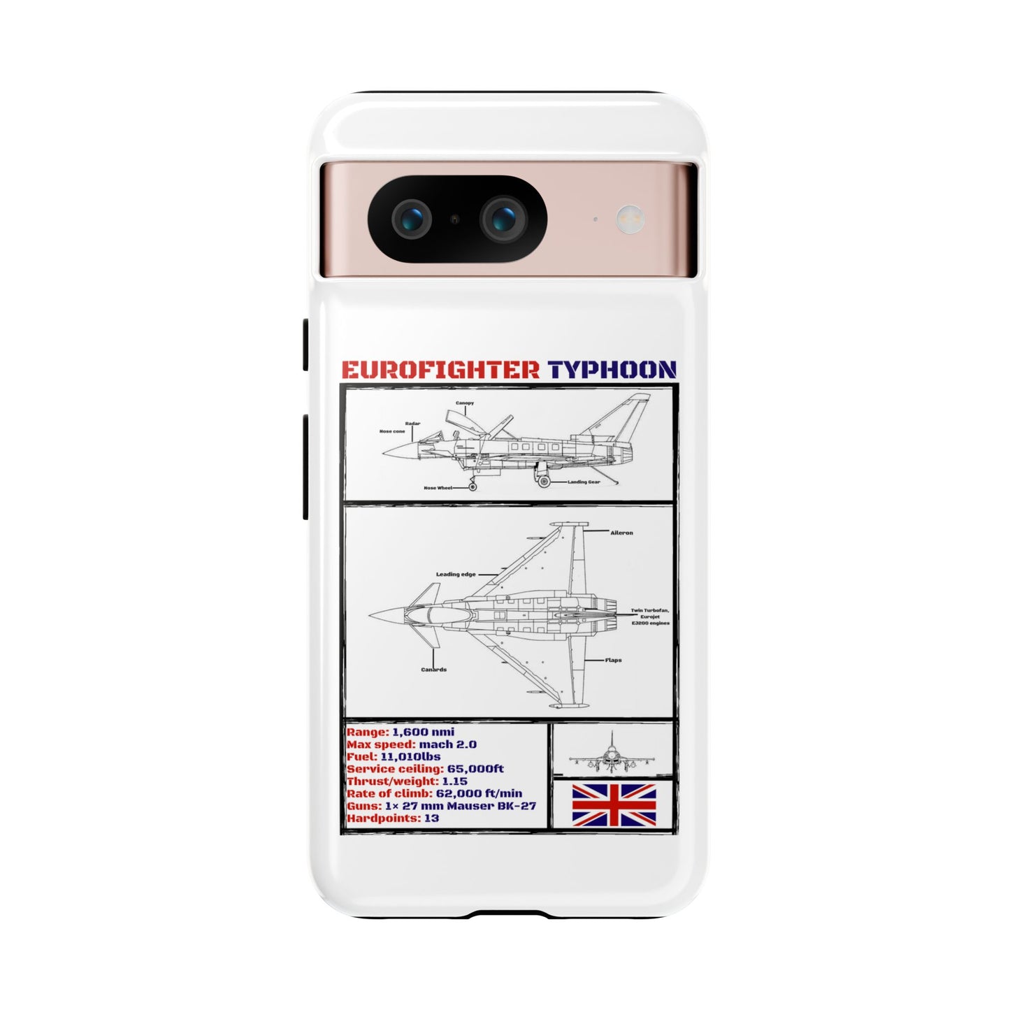 Eurofighter typhoon Schematic edition phone case (RAF Colour-Way)