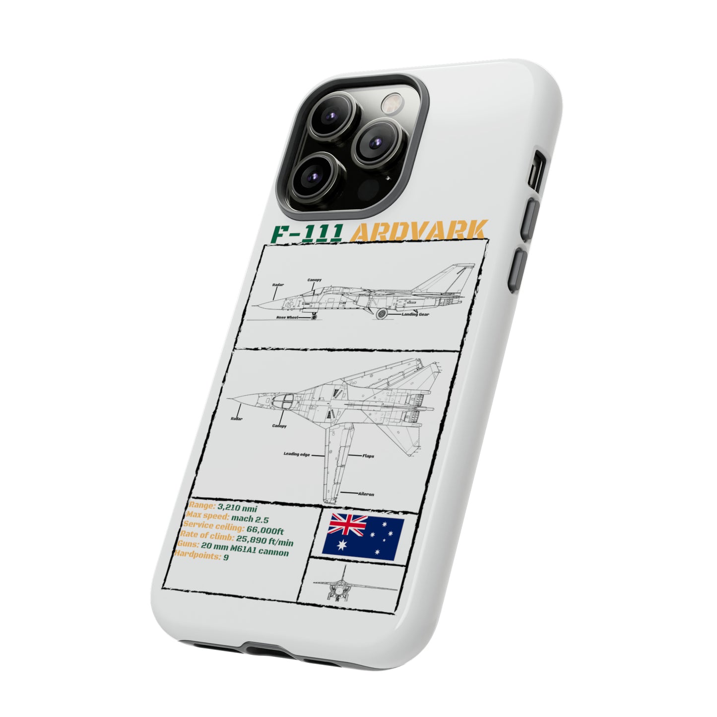 F-111 Aardvark Schematic edition phone case (RAAF Colour-Way)
