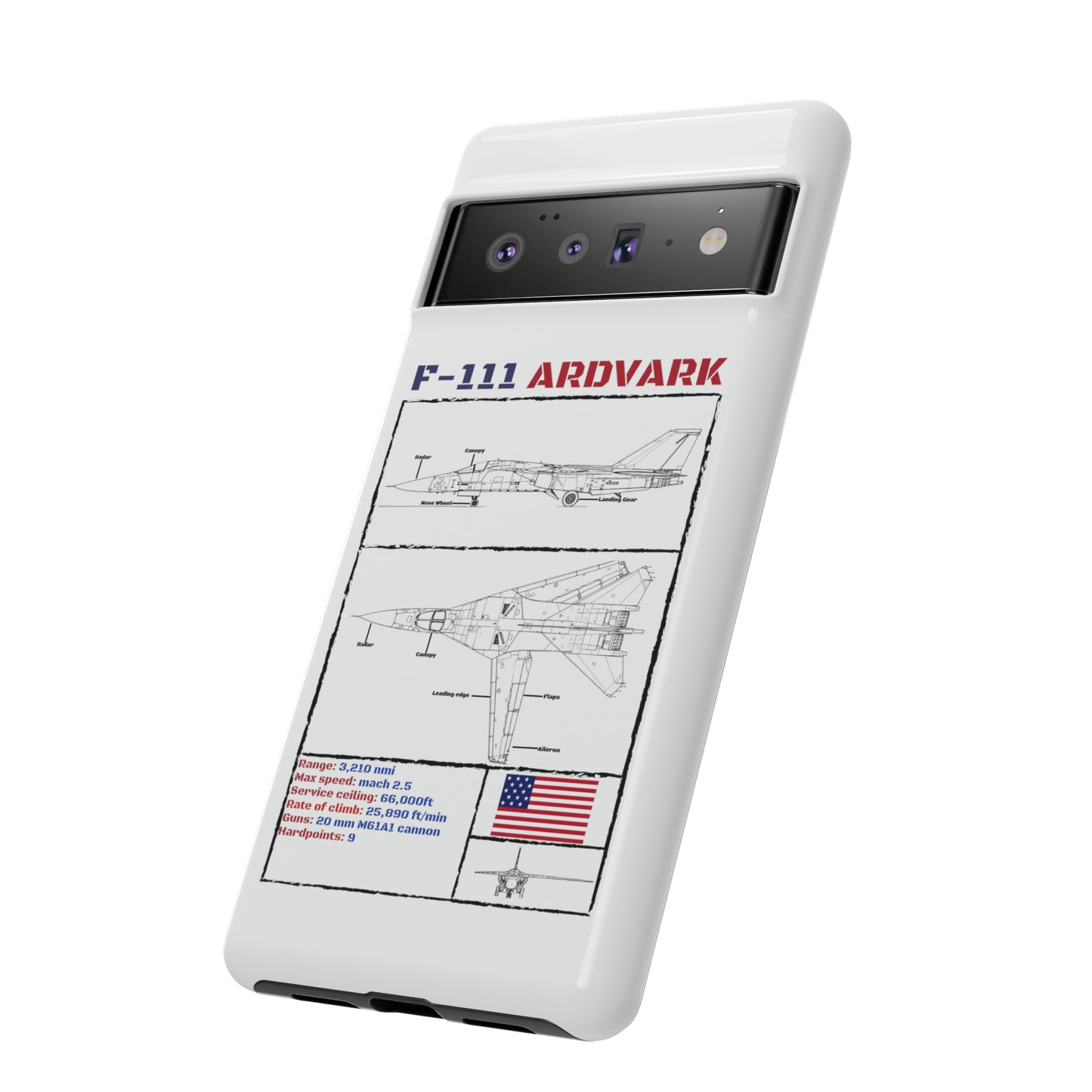 F-111 Aardvark Schematic edition phone case (USAF Colour-Way)