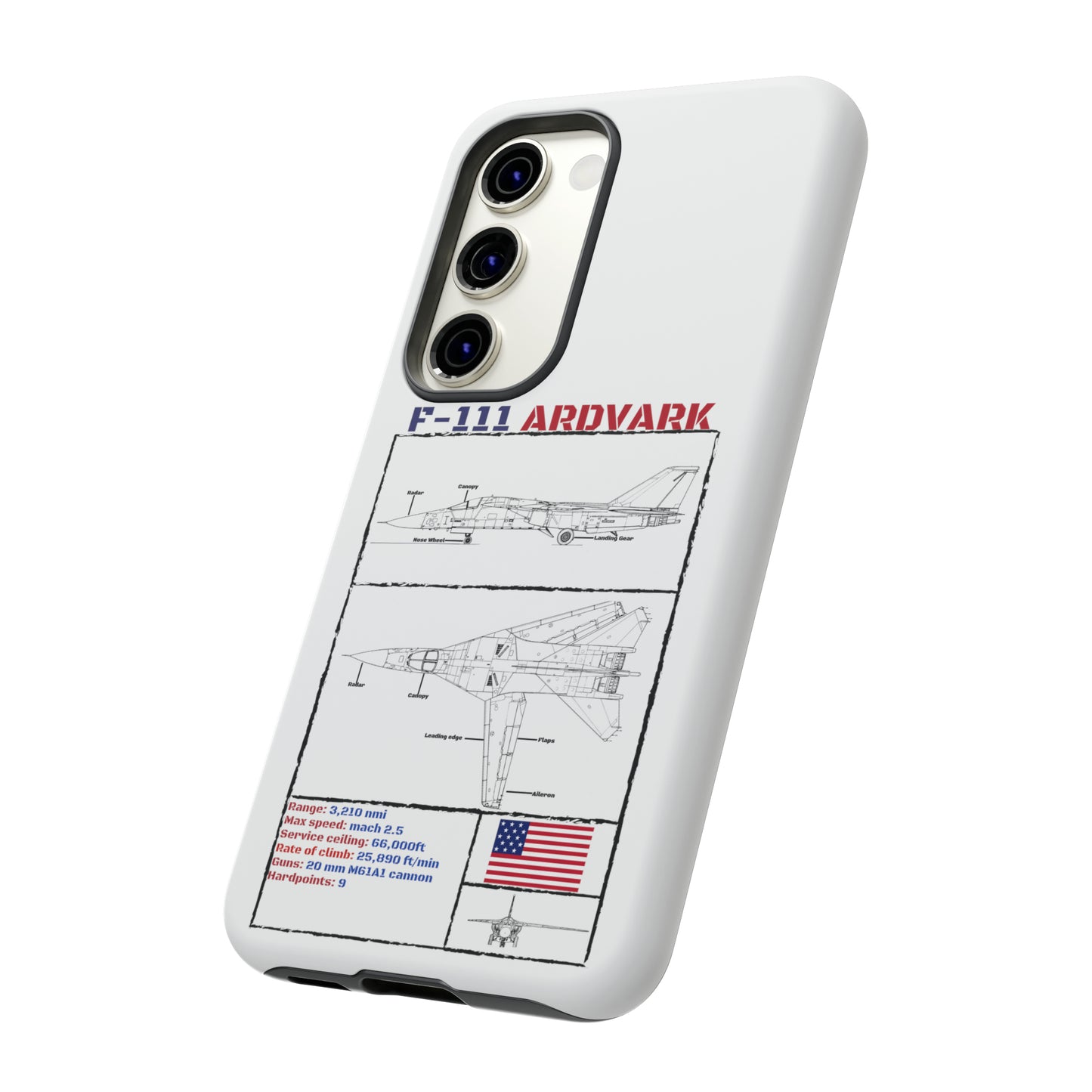 F-111 Aardvark Schematic edition phone case (USAF Colour-Way)