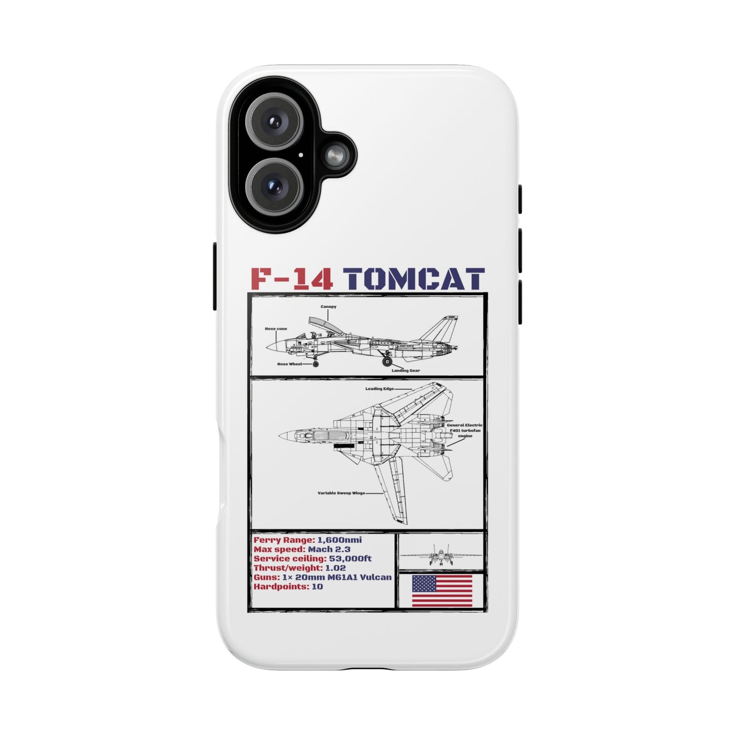 F-14 Tomcat Schematic edition phone case (USAF Colour-Way)