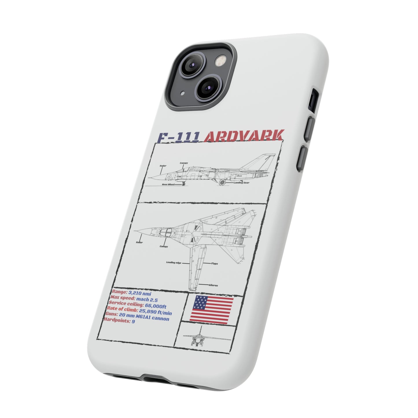 F-111 Aardvark Schematic edition phone case (USAF Colour-Way)