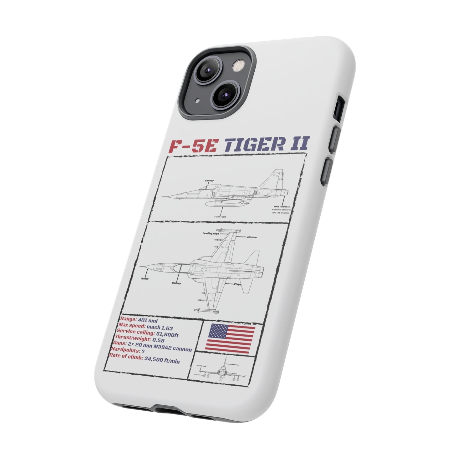 F-5E Schematic edition phone case (USAF Colour-Way)