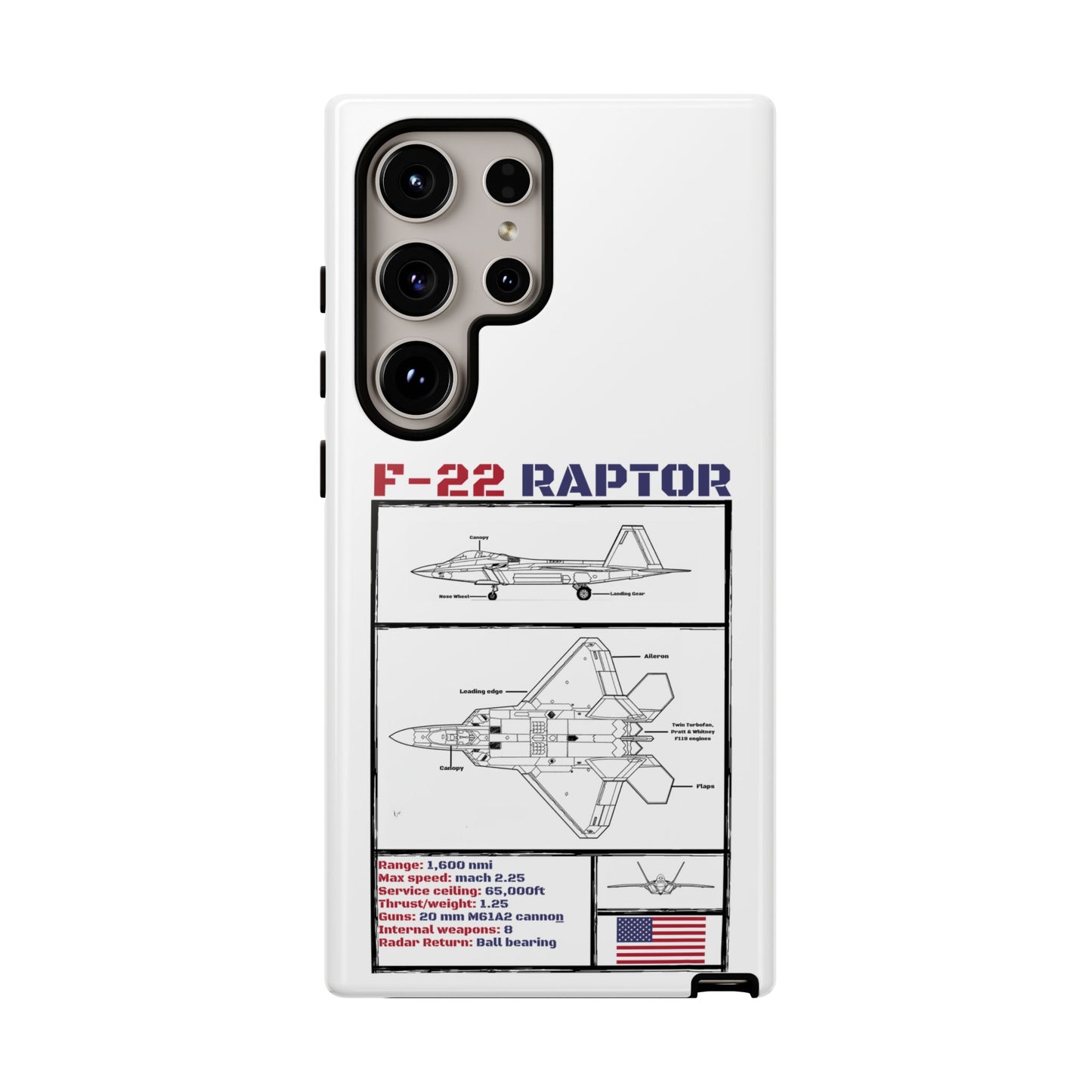 F-22 Raptor Schematic edition phone case (USAF Colour-Way)