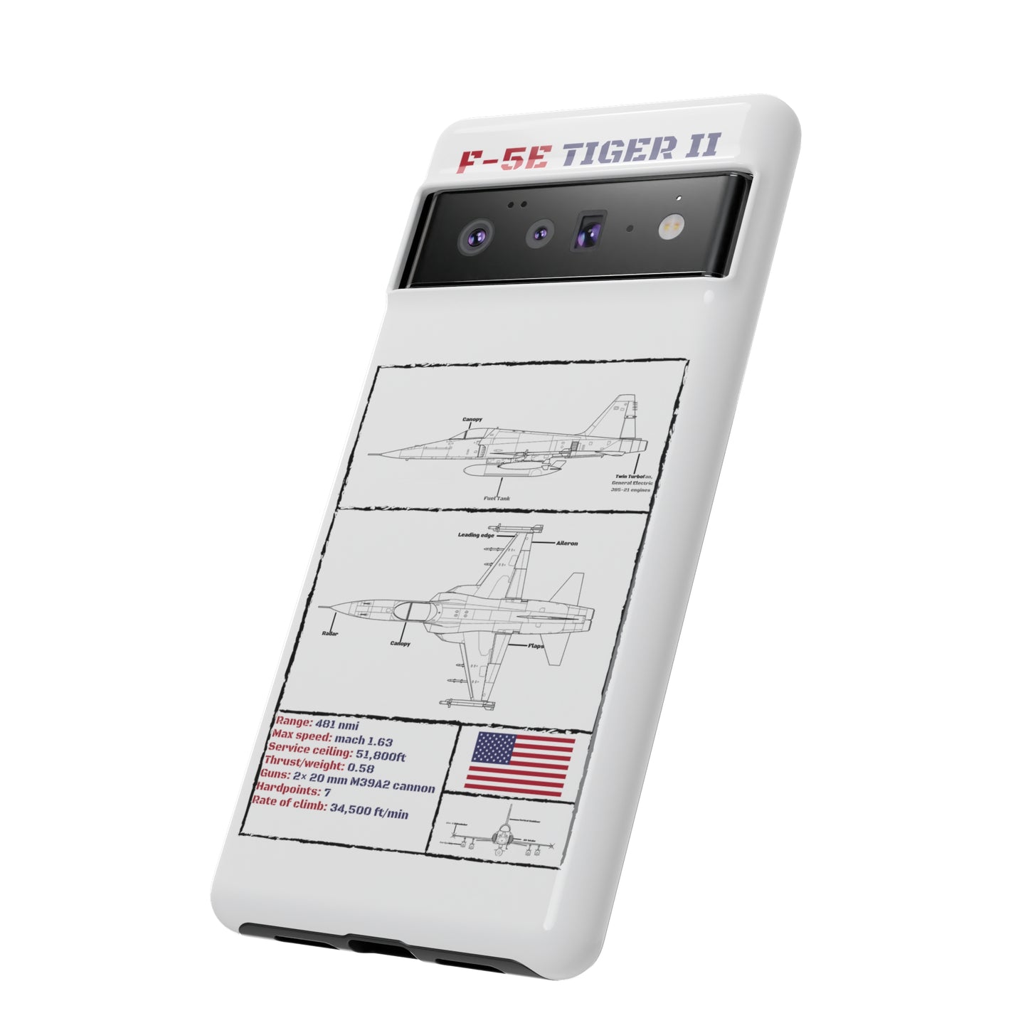 F-5E Schematic edition phone case (USAF Colour-Way)