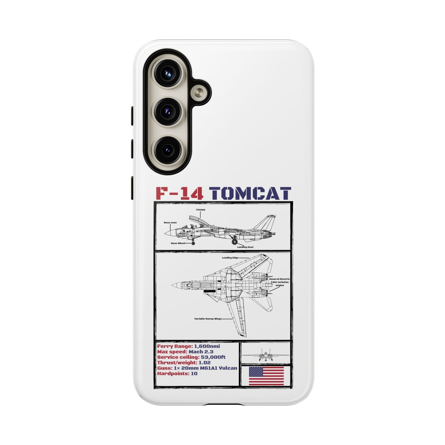 F-14 Tomcat Schematic edition phone case (USAF Colour-Way)