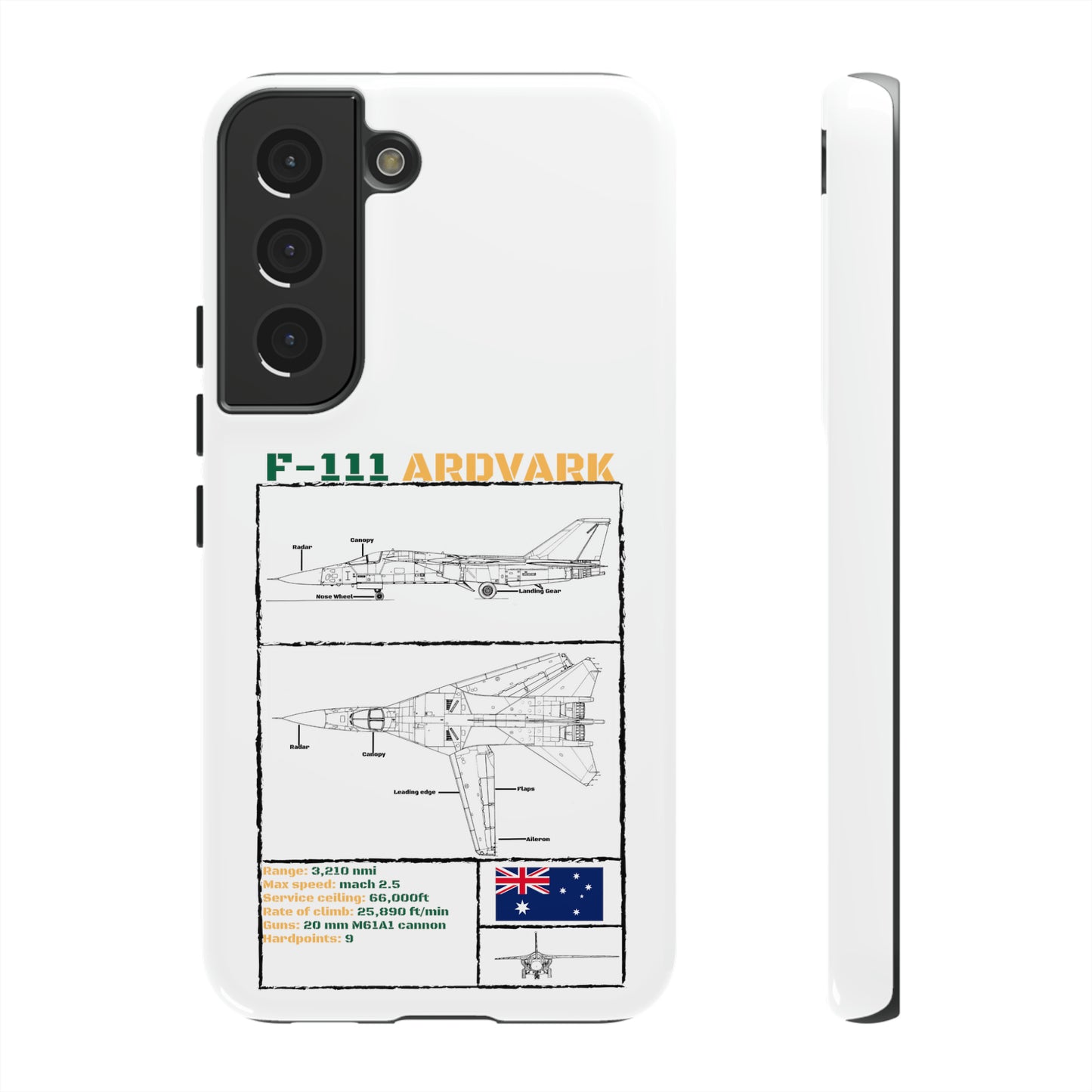 F-111 Aardvark Schematic edition phone case (RAAF Colour-Way)