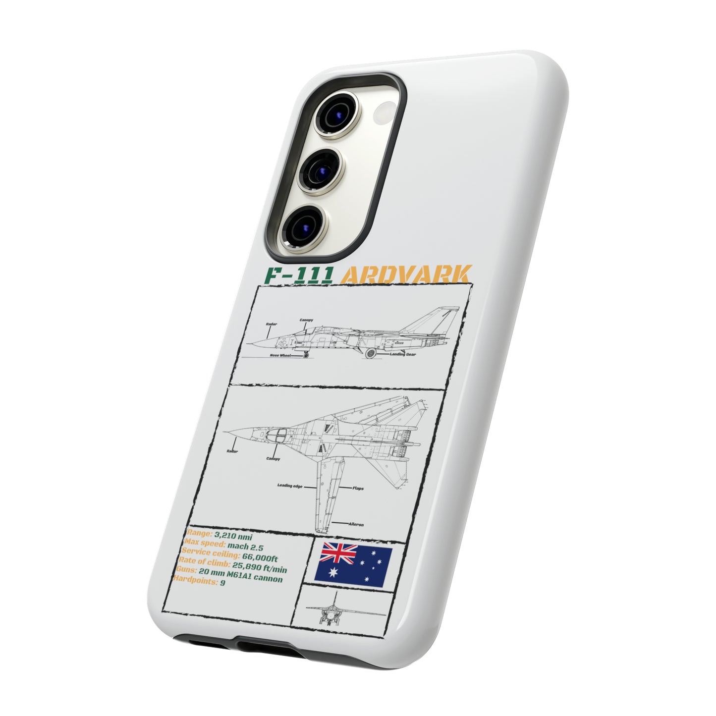 F-111 Aardvark Schematic edition phone case (RAAF Colour-Way)
