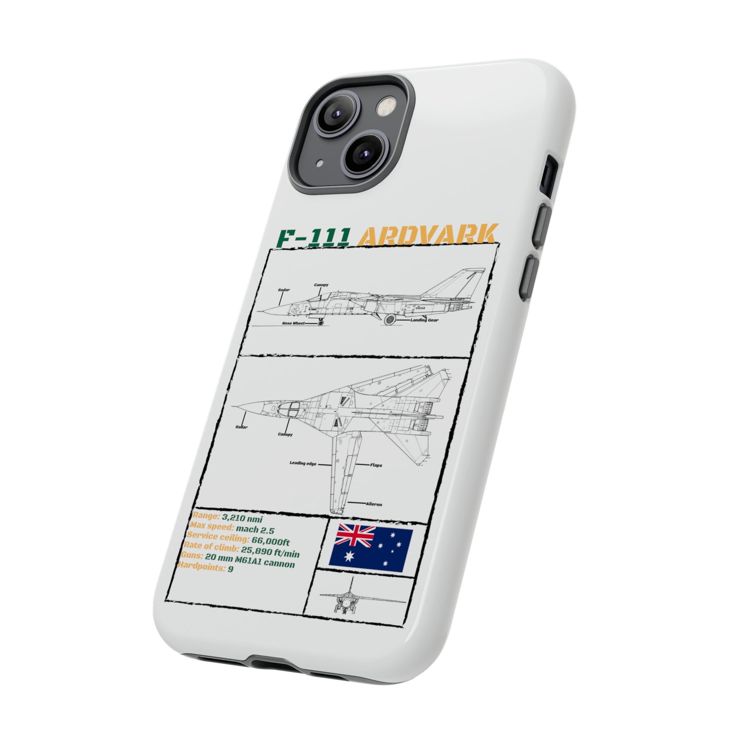 F-111 Aardvark Schematic edition phone case (RAAF Colour-Way)