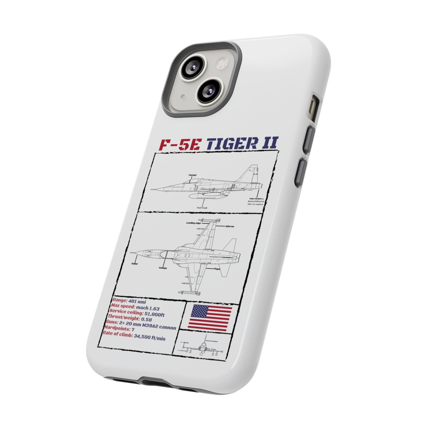 F-5E Schematic edition phone case (USAF Colour-Way)
