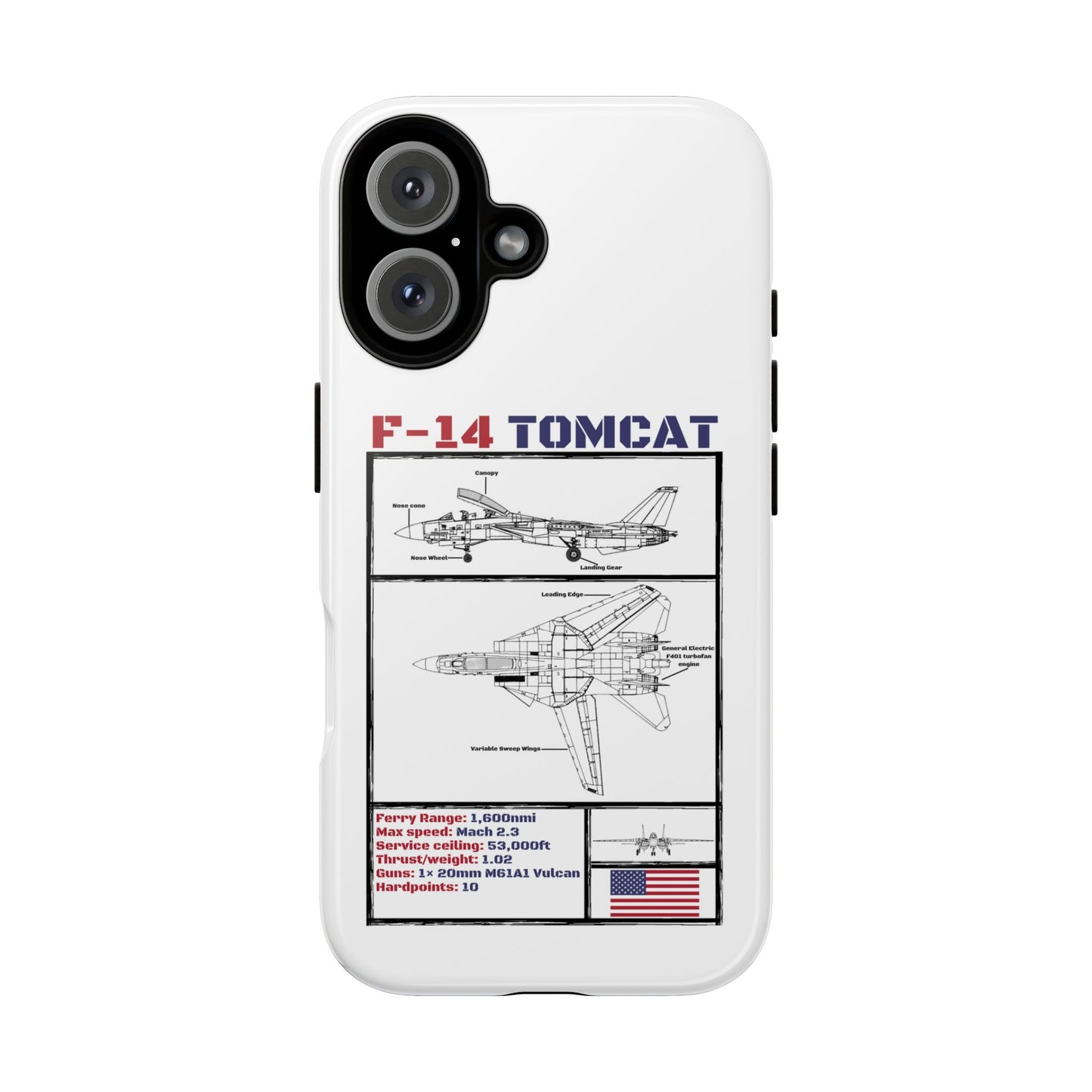 F-14 Tomcat Schematic edition phone case (USAF Colour-Way)