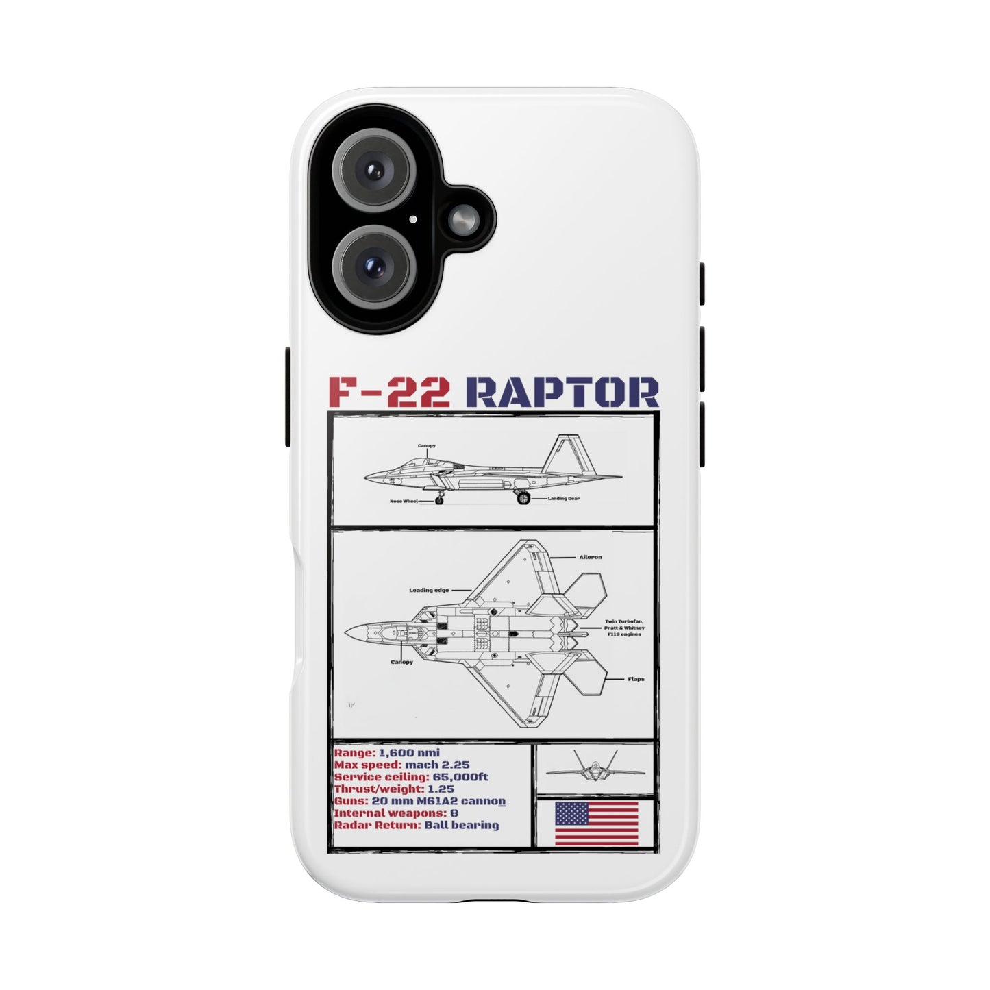 F-22 Raptor Schematic edition phone case (USAF Colour-Way)
