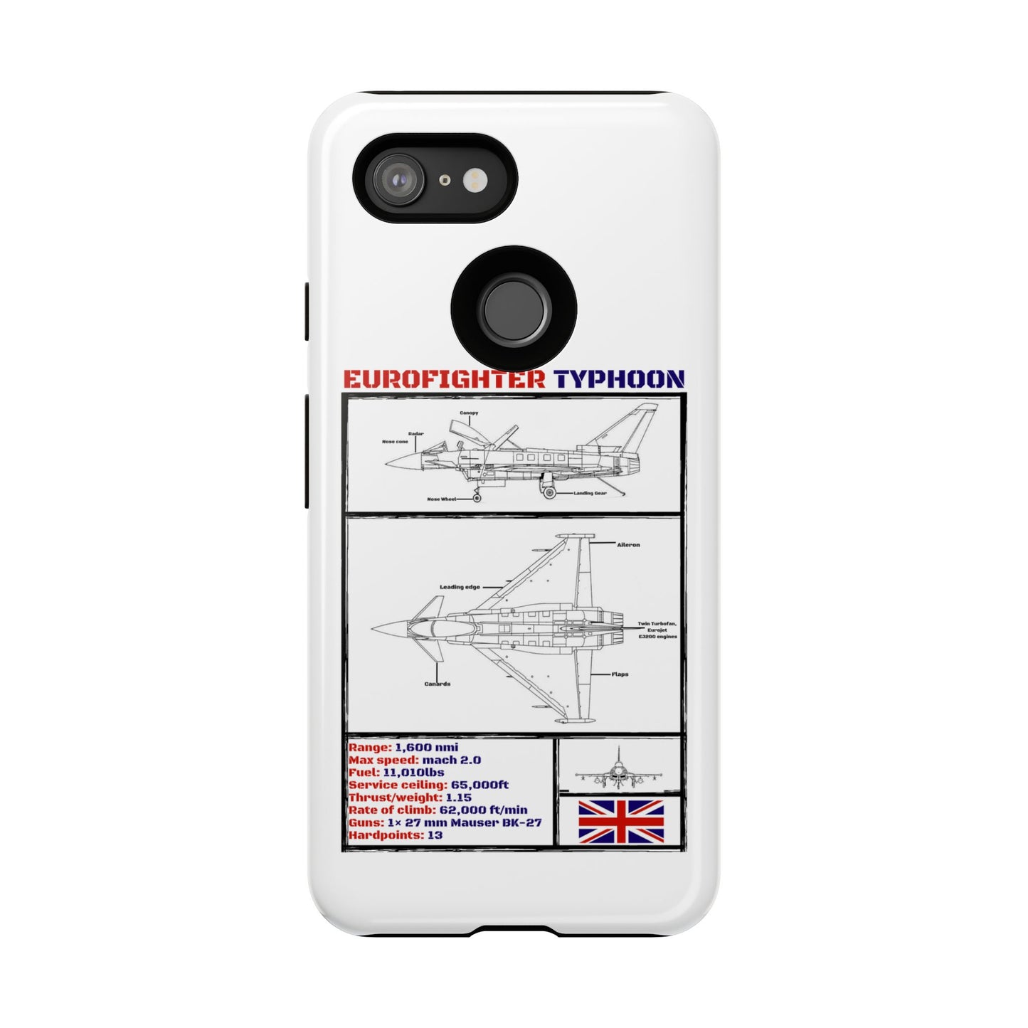 Eurofighter typhoon Schematic edition phone case (RAF Colour-Way)