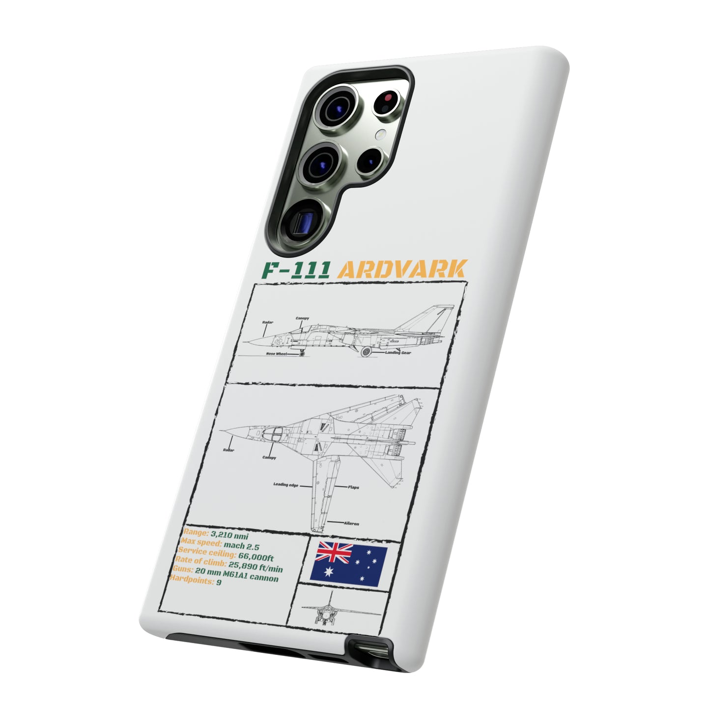 F-111 Aardvark Schematic edition phone case (RAAF Colour-Way)