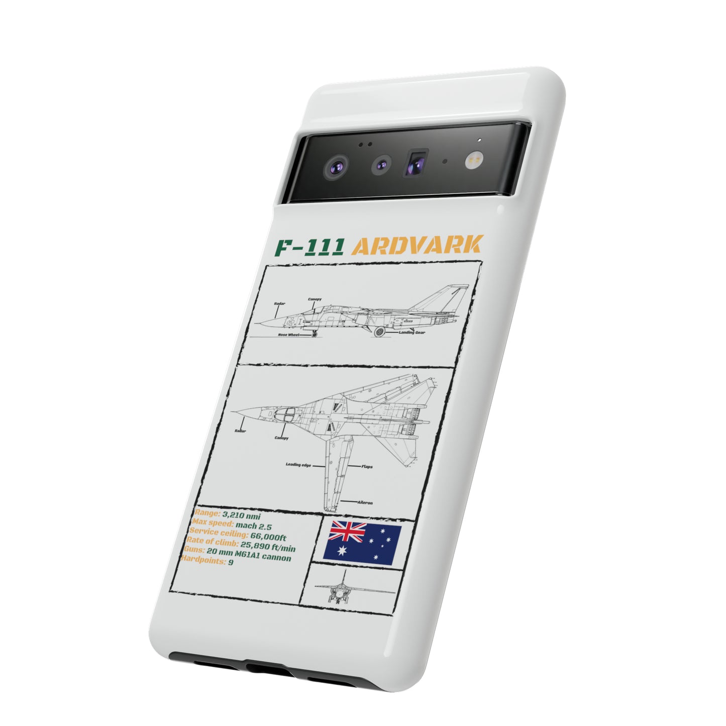 F-111 Aardvark Schematic edition phone case (RAAF Colour-Way)