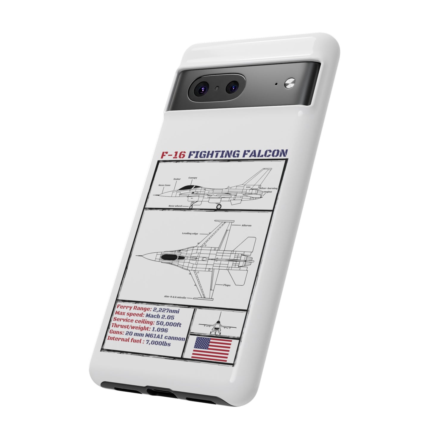 F-16 Fighting Falcon Schematic edition phone case