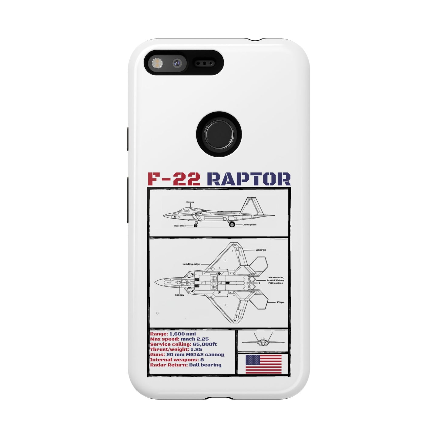 F-22 Raptor Schematic edition phone case (USAF Colour-Way)