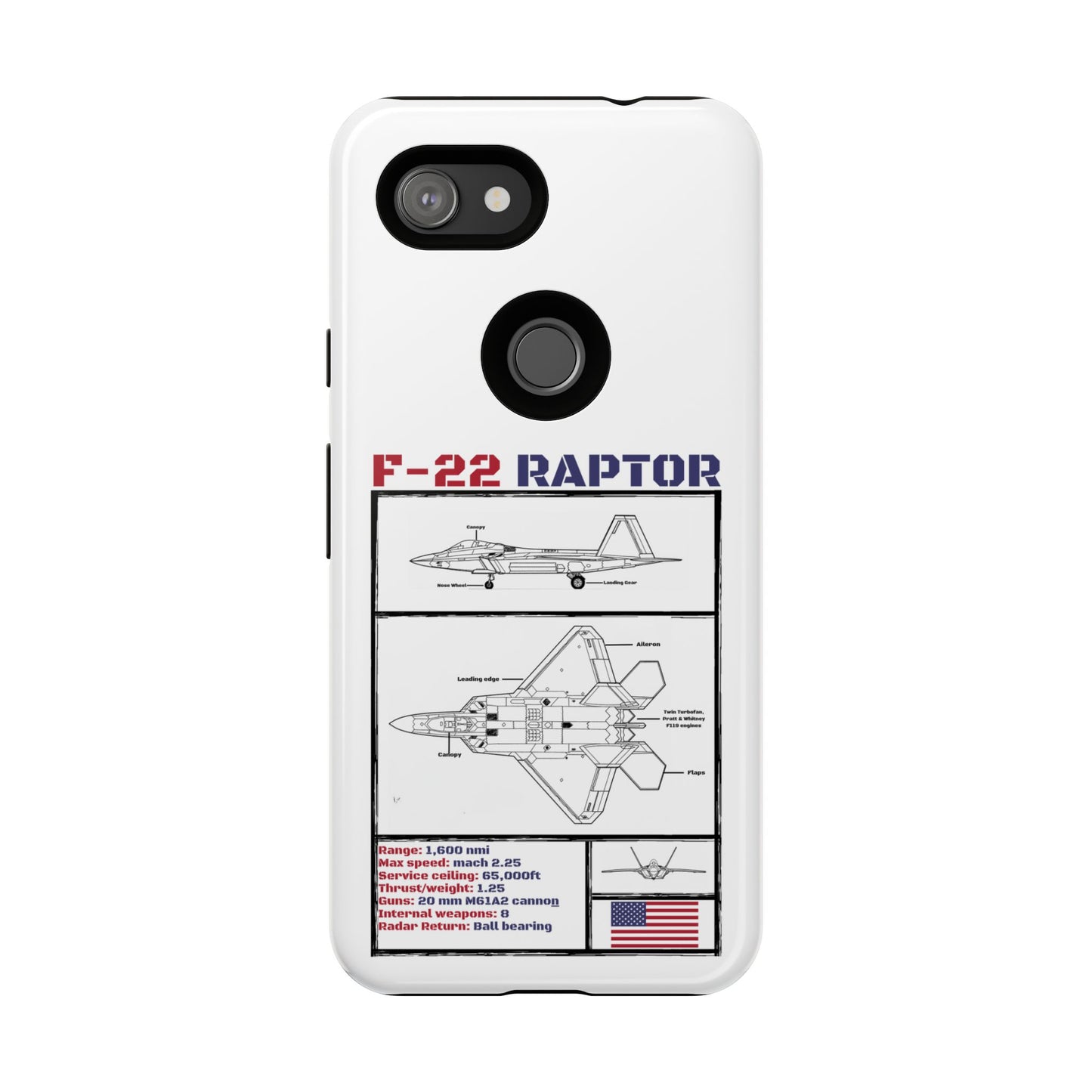 F-22 Raptor Schematic edition phone case (USAF Colour-Way)