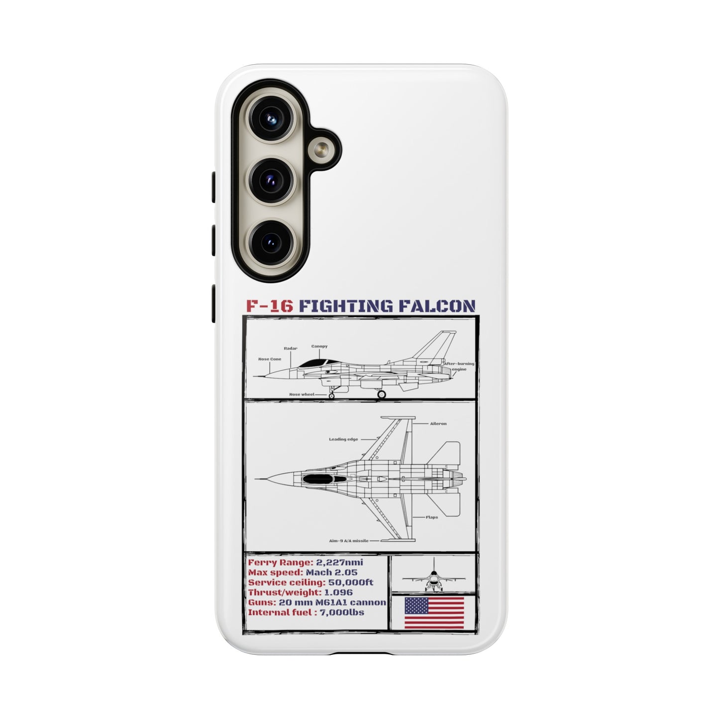 F-16 Fighting Falcon Schematic edition phone case
