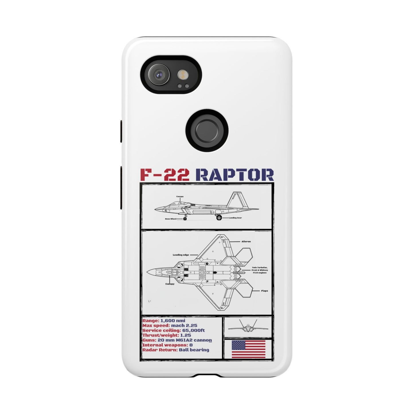 F-22 Raptor Schematic edition phone case (USAF Colour-Way)