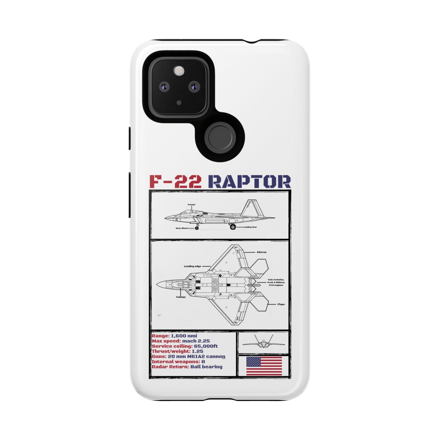 F-22 Raptor Schematic edition phone case (USAF Colour-Way)