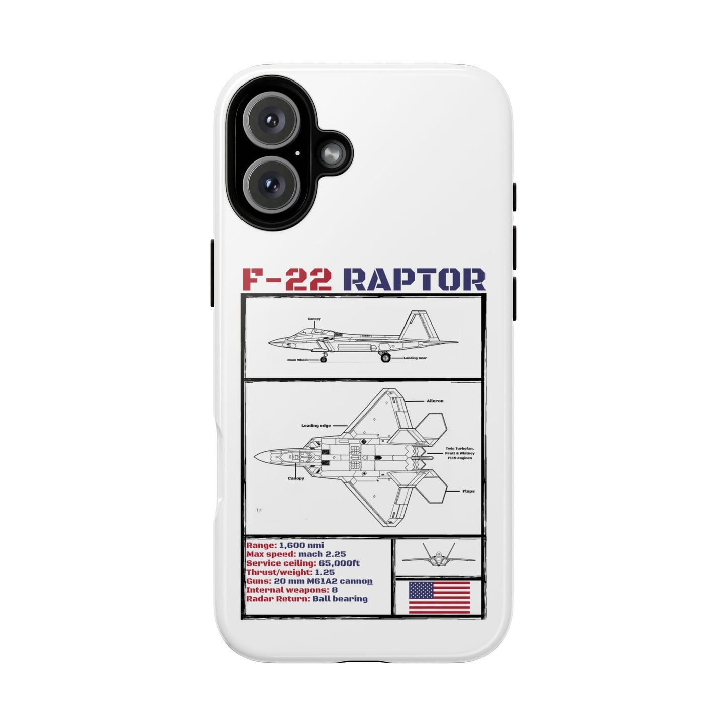 F-22 Raptor Schematic edition phone case (USAF Colour-Way)