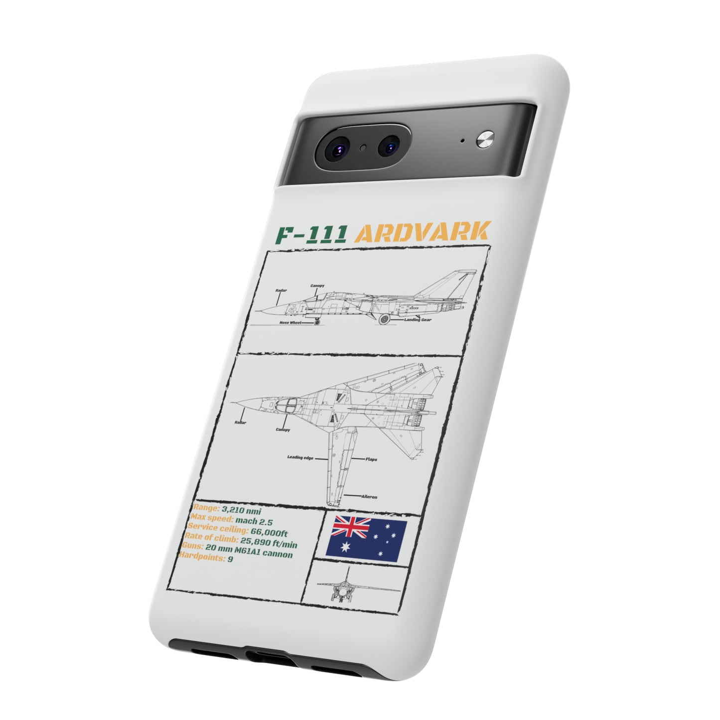 F-111 Aardvark Schematic edition phone case (RAAF Colour-Way)