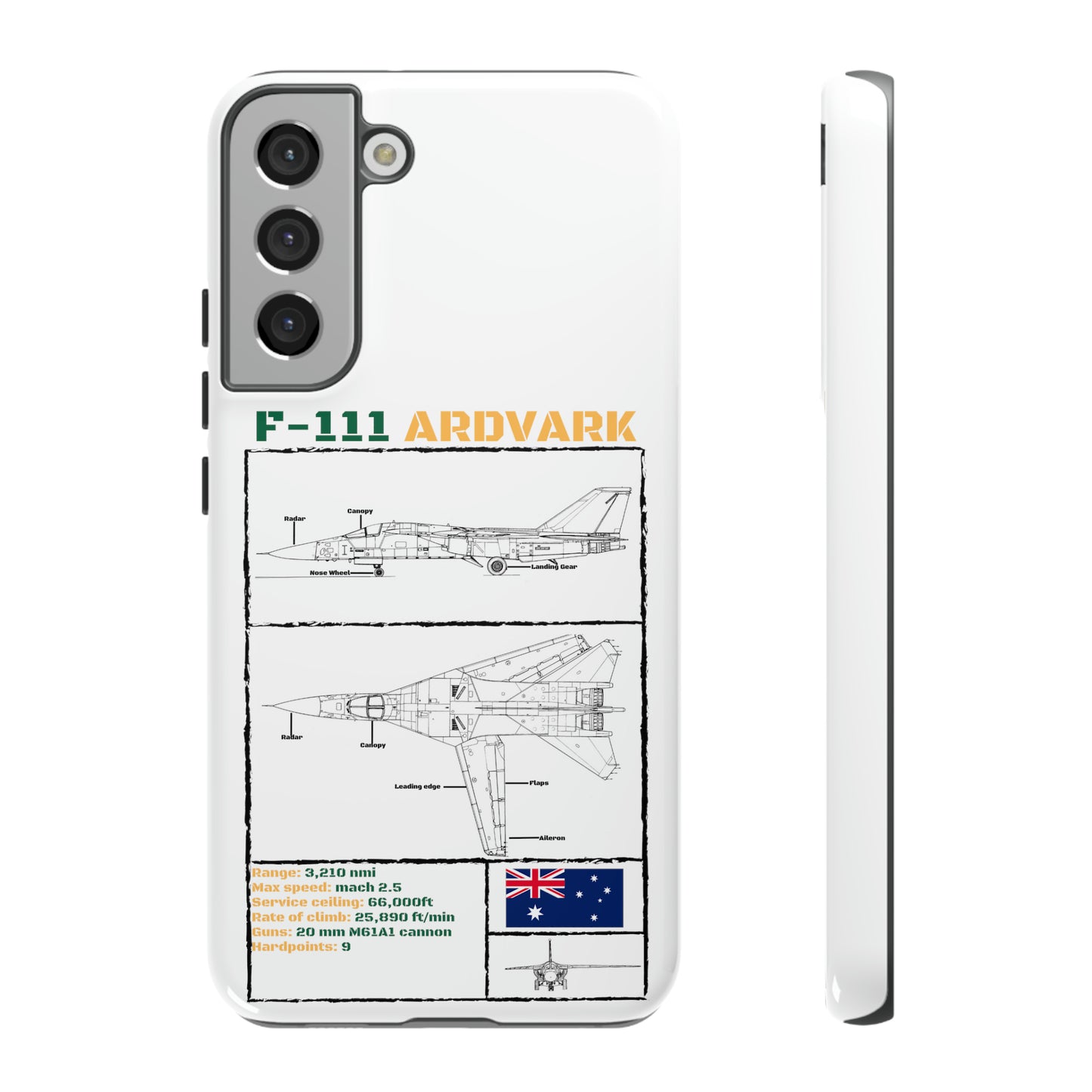 F-111 Aardvark Schematic edition phone case (RAAF Colour-Way)