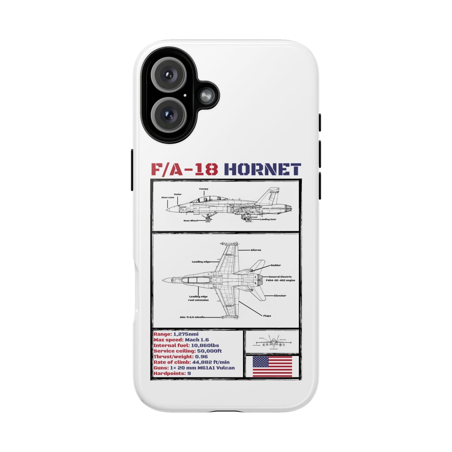 F/A-18 Hornet Schematic edition phone case (USAF Colour-Way)