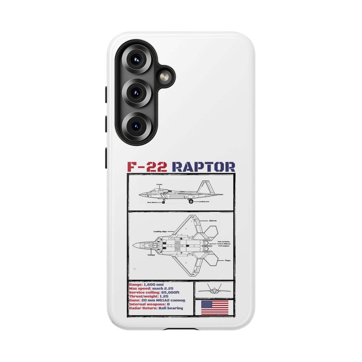 F-22 Raptor Schematic edition phone case (USAF Colour-Way)