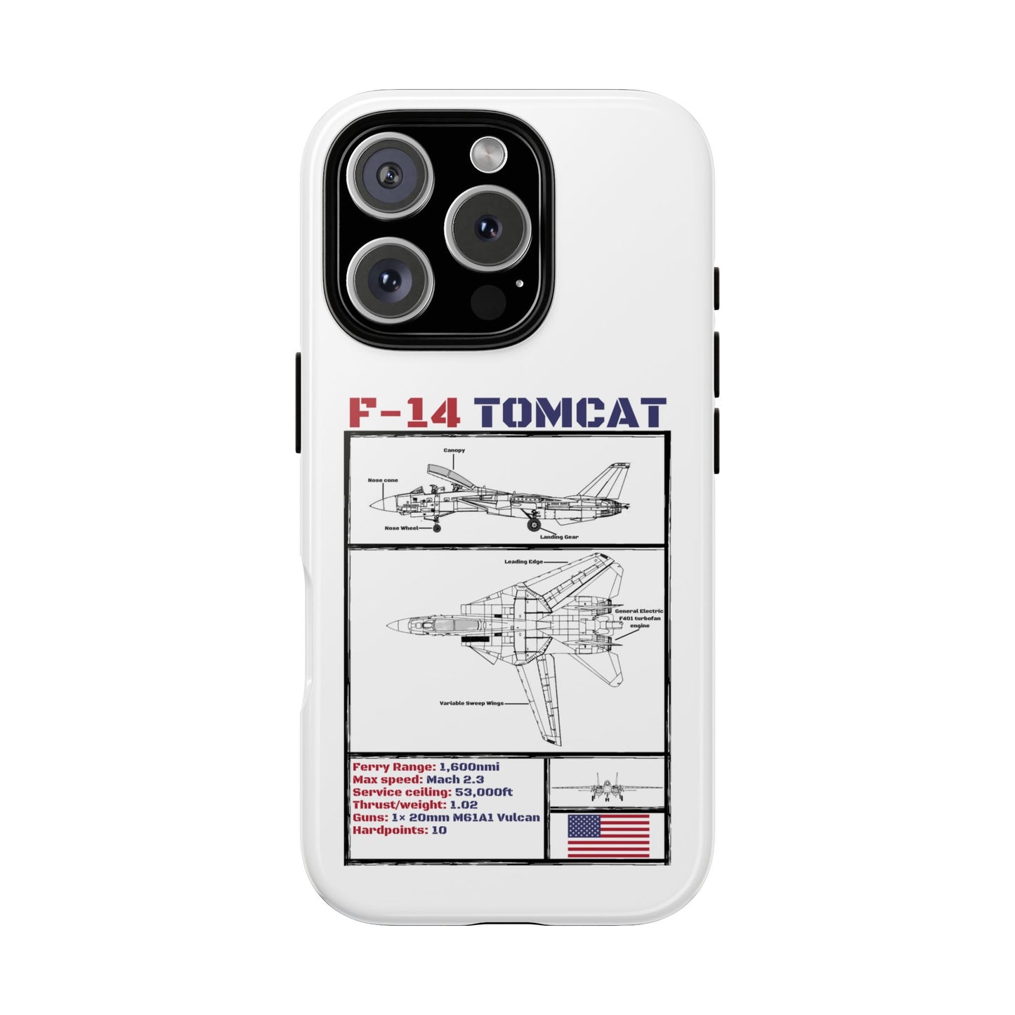 F-14 Tomcat Schematic edition phone case (USAF Colour-Way)