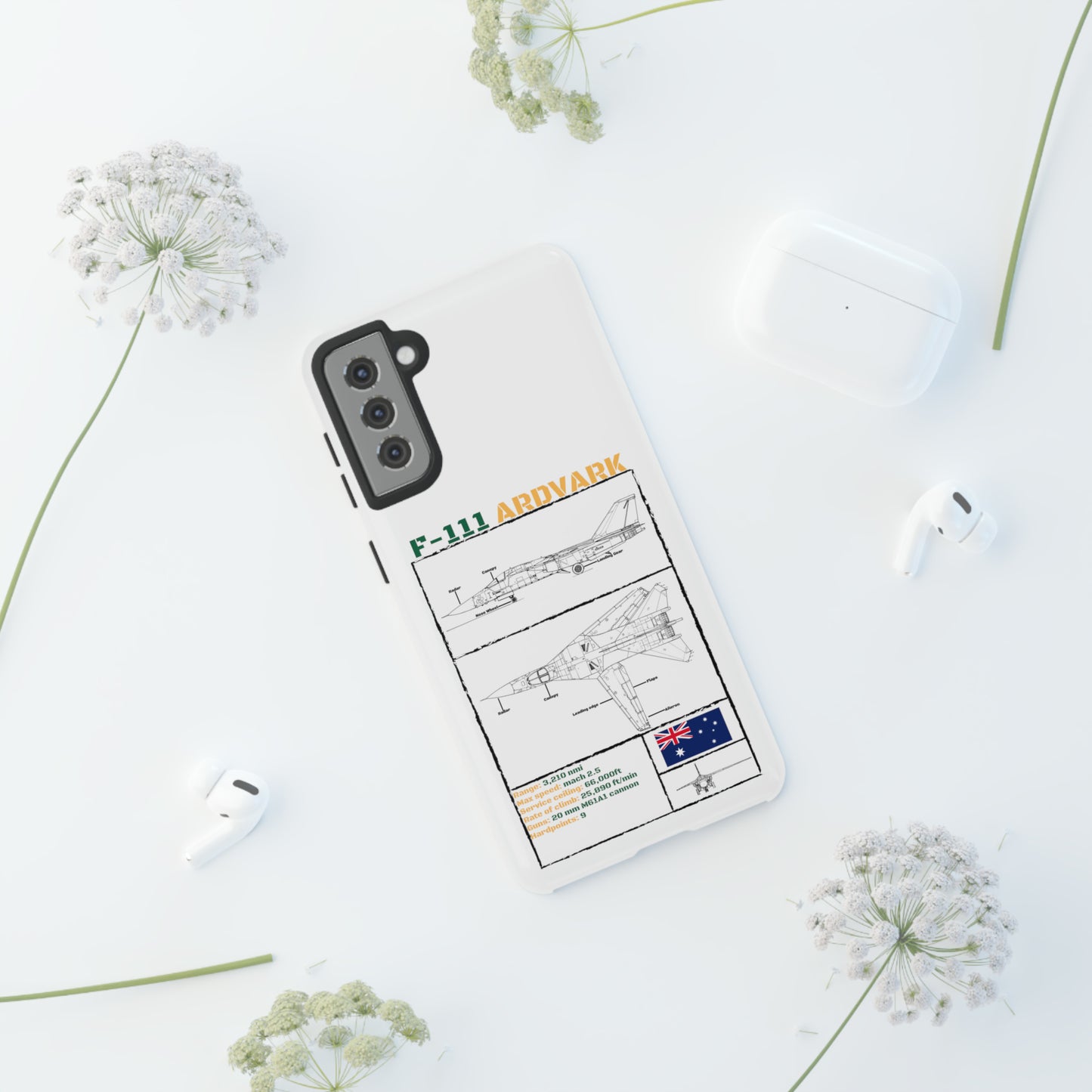 F-111 Aardvark Schematic edition phone case (RAAF Colour-Way)