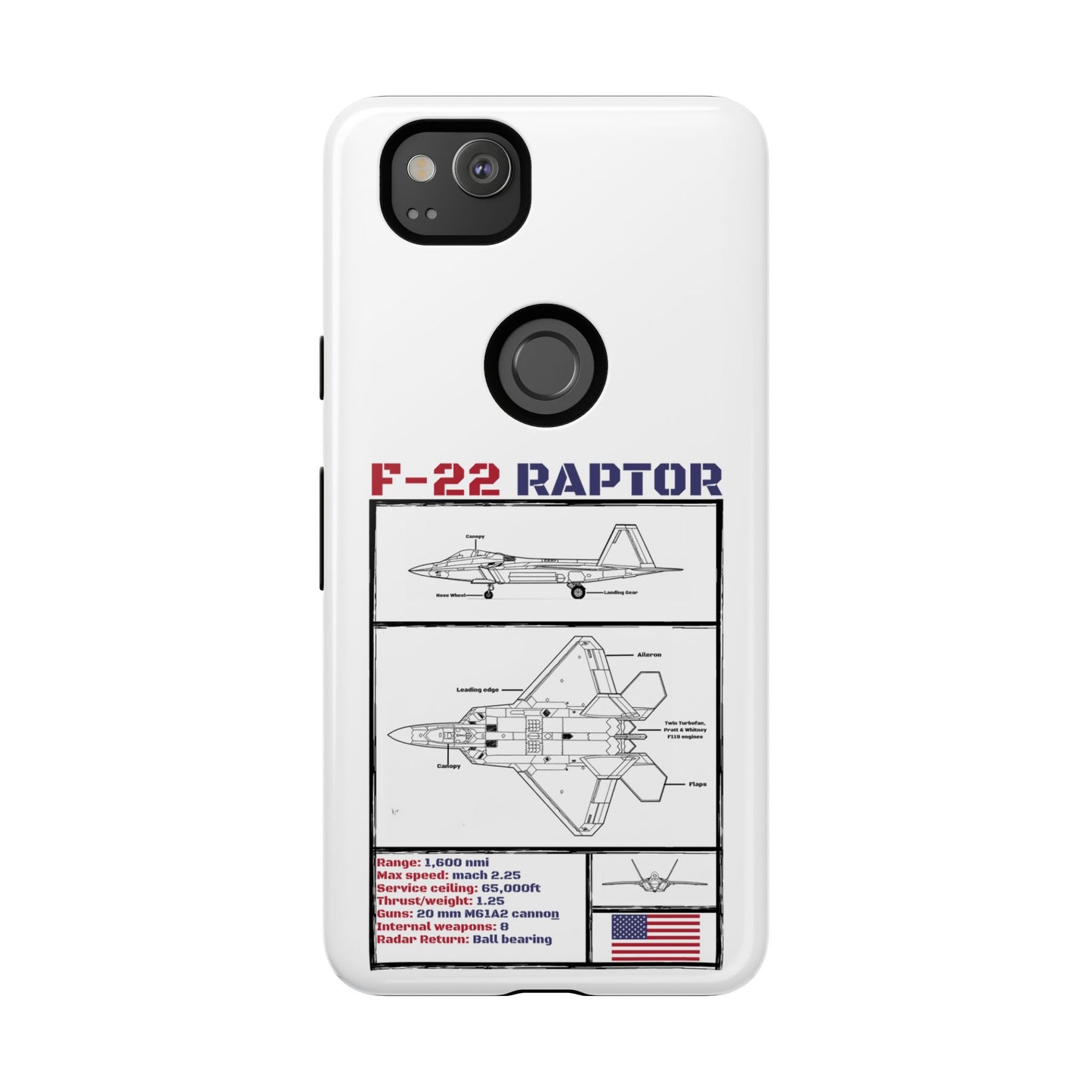 F-22 Raptor Schematic edition phone case (USAF Colour-Way)