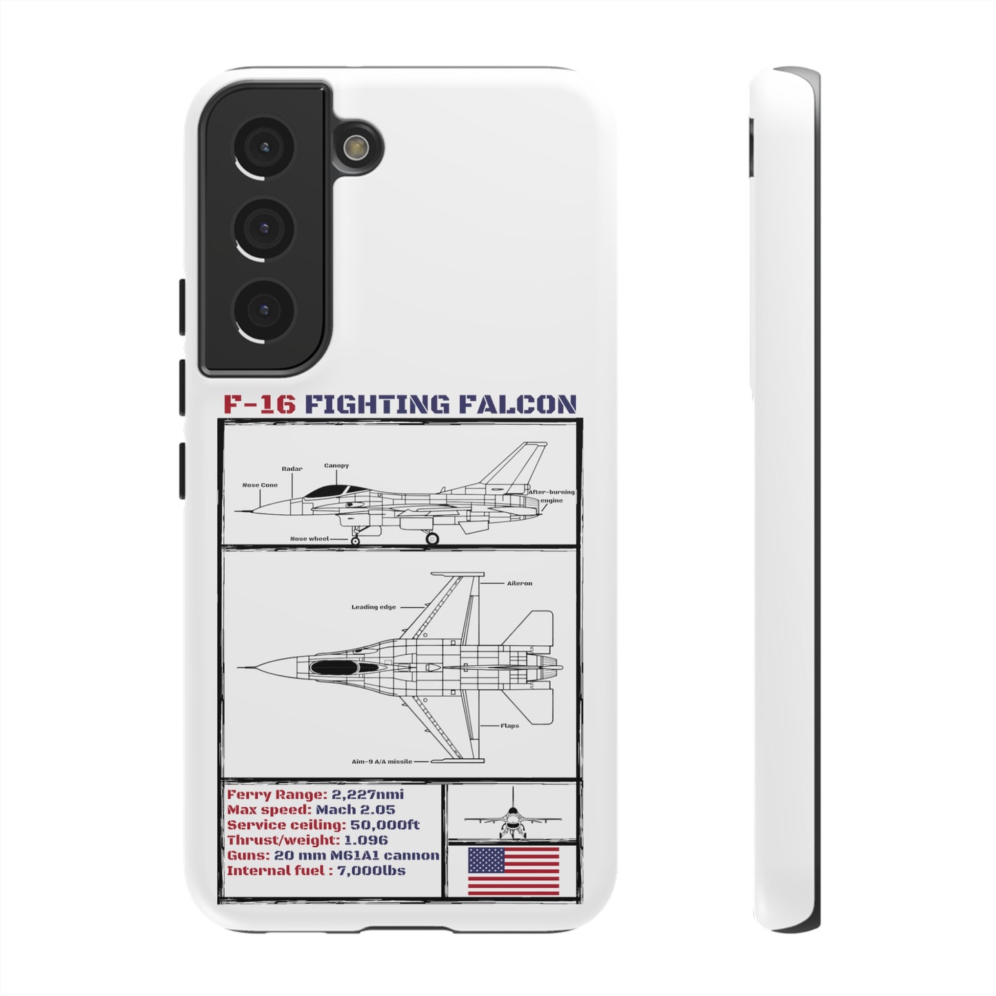 F-16 Fighting Falcon Schematic edition phone case