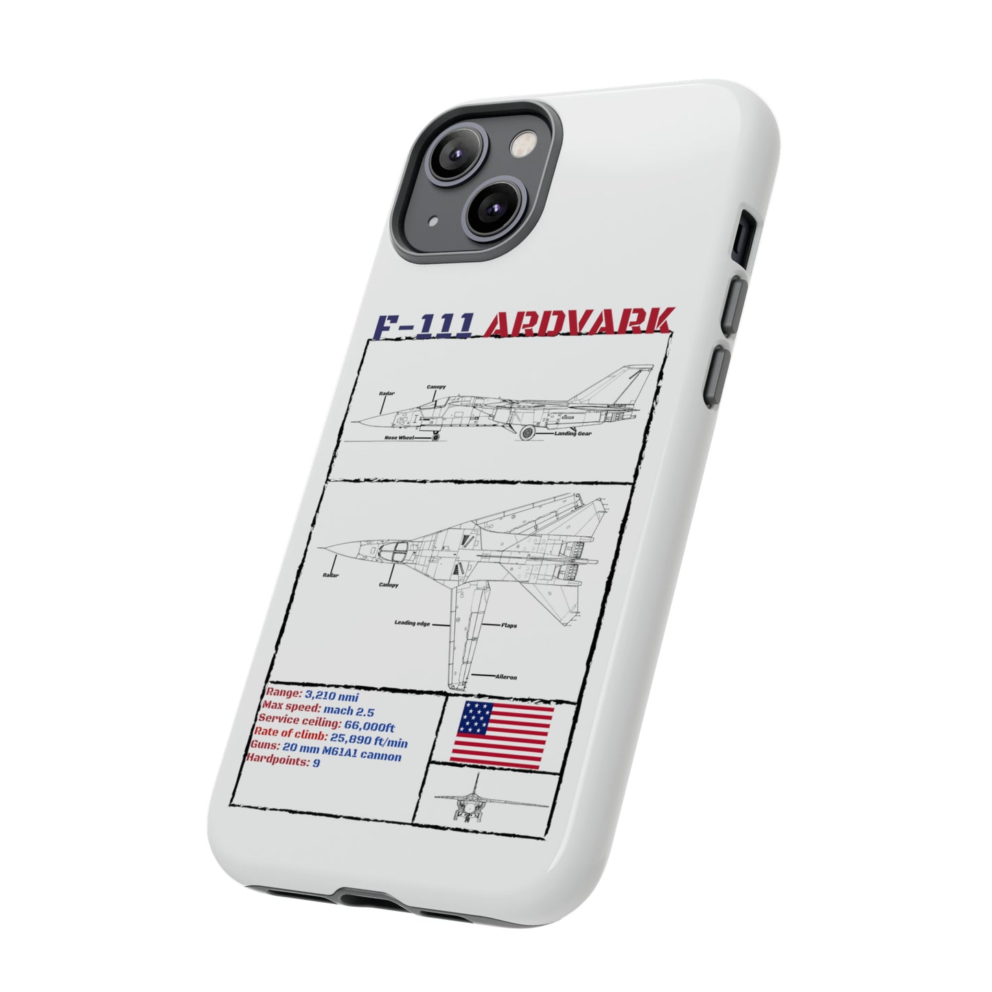 F-111 Aardvark Schematic edition phone case (USAF Colour-Way)