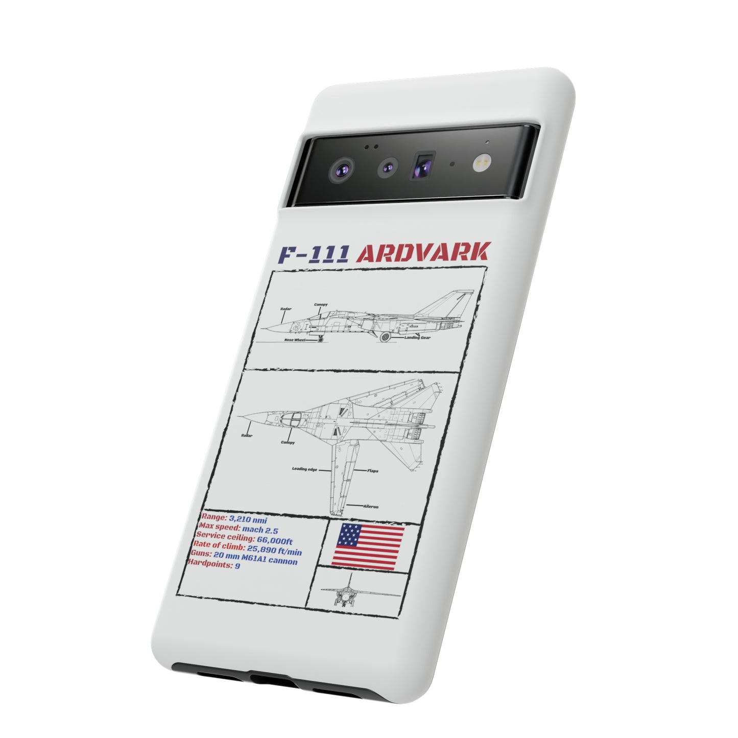 F-111 Aardvark Schematic edition phone case (USAF Colour-Way)