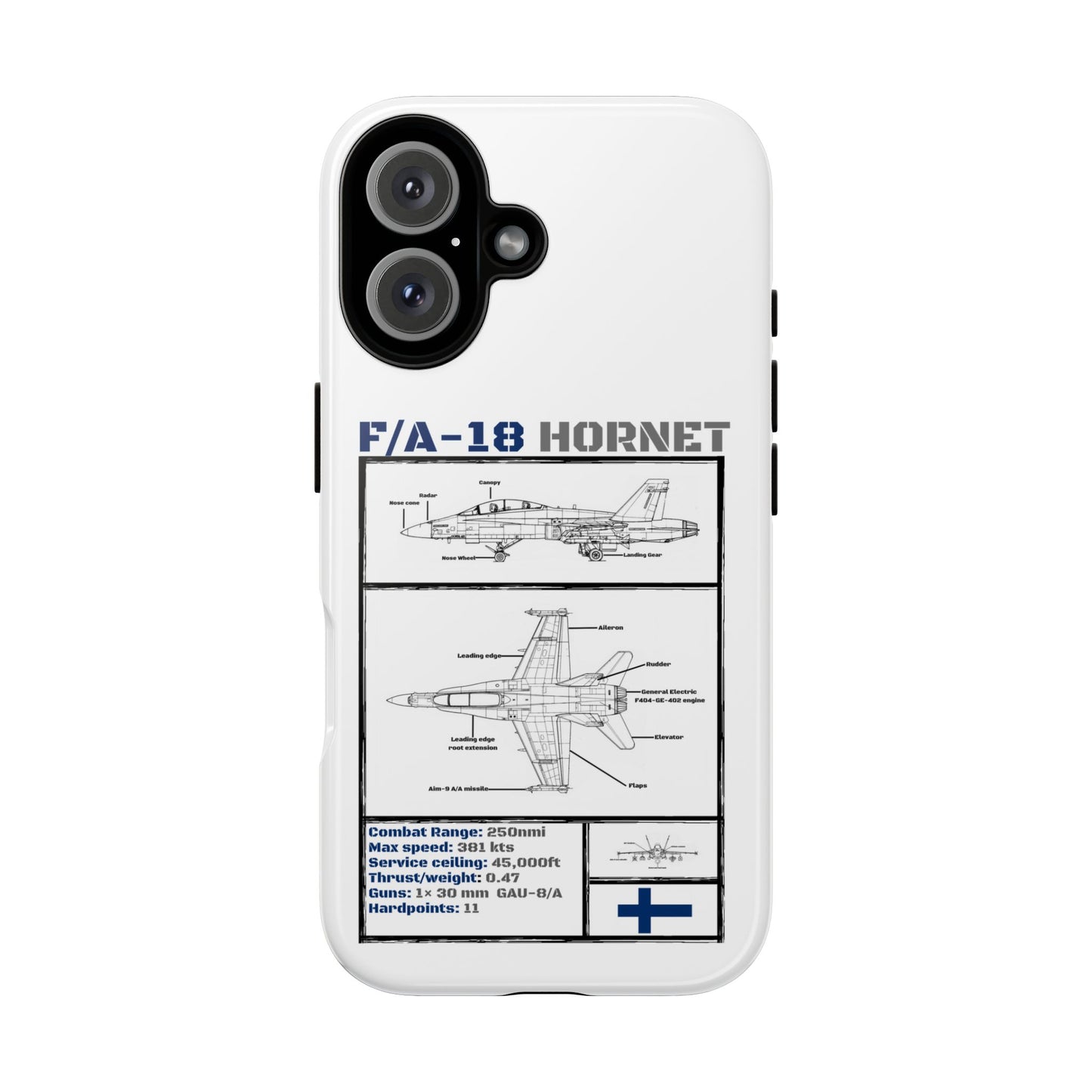 F/A-18 Hornet Schematic edition phone case (FAF Colour-Way)