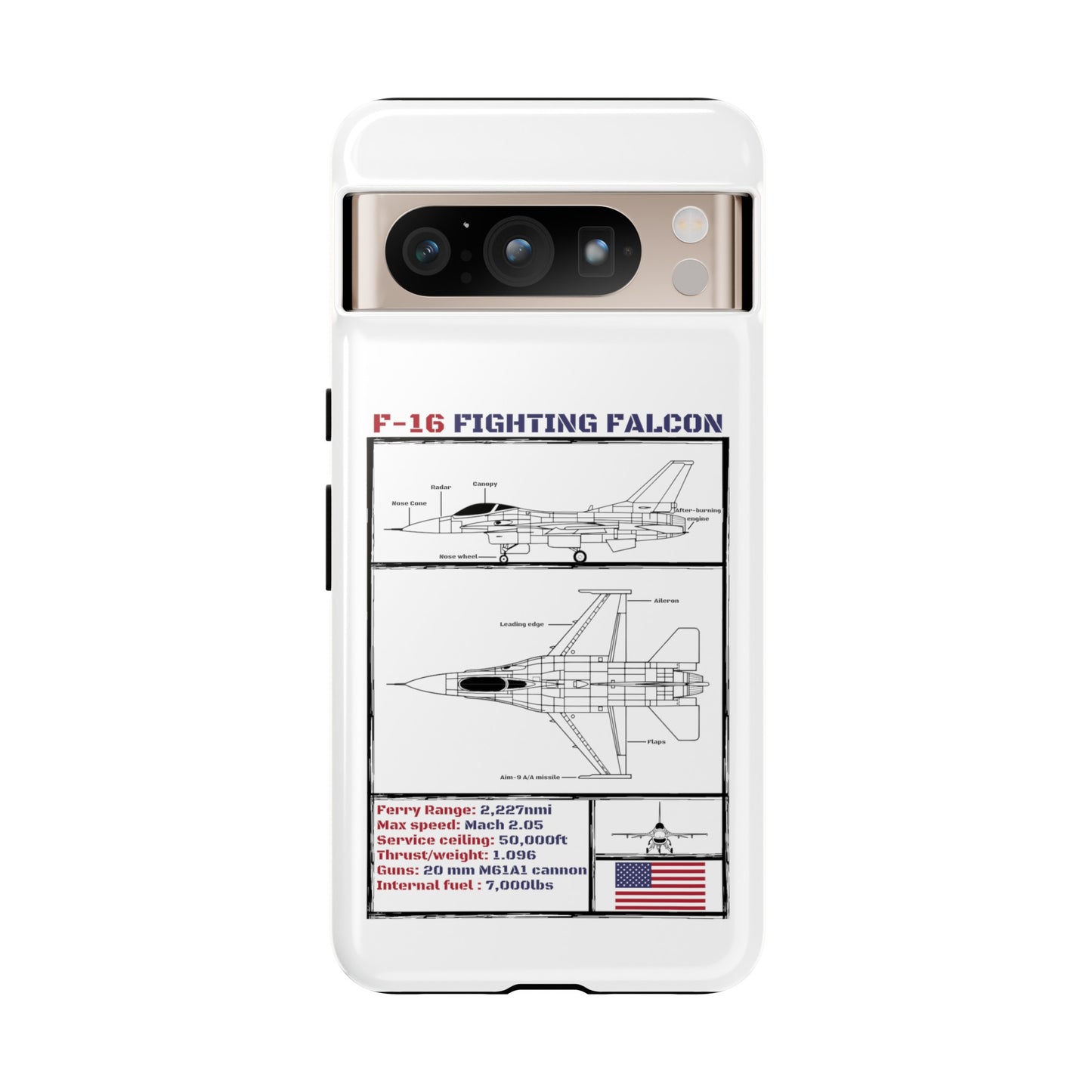 F-16 Schematic rigid Phone Case (USAF colour-ways)