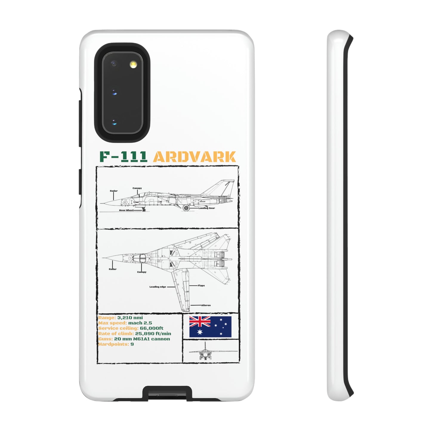 F111 Aardvark  Schematic Durable Phone Case (RAAF colouways)