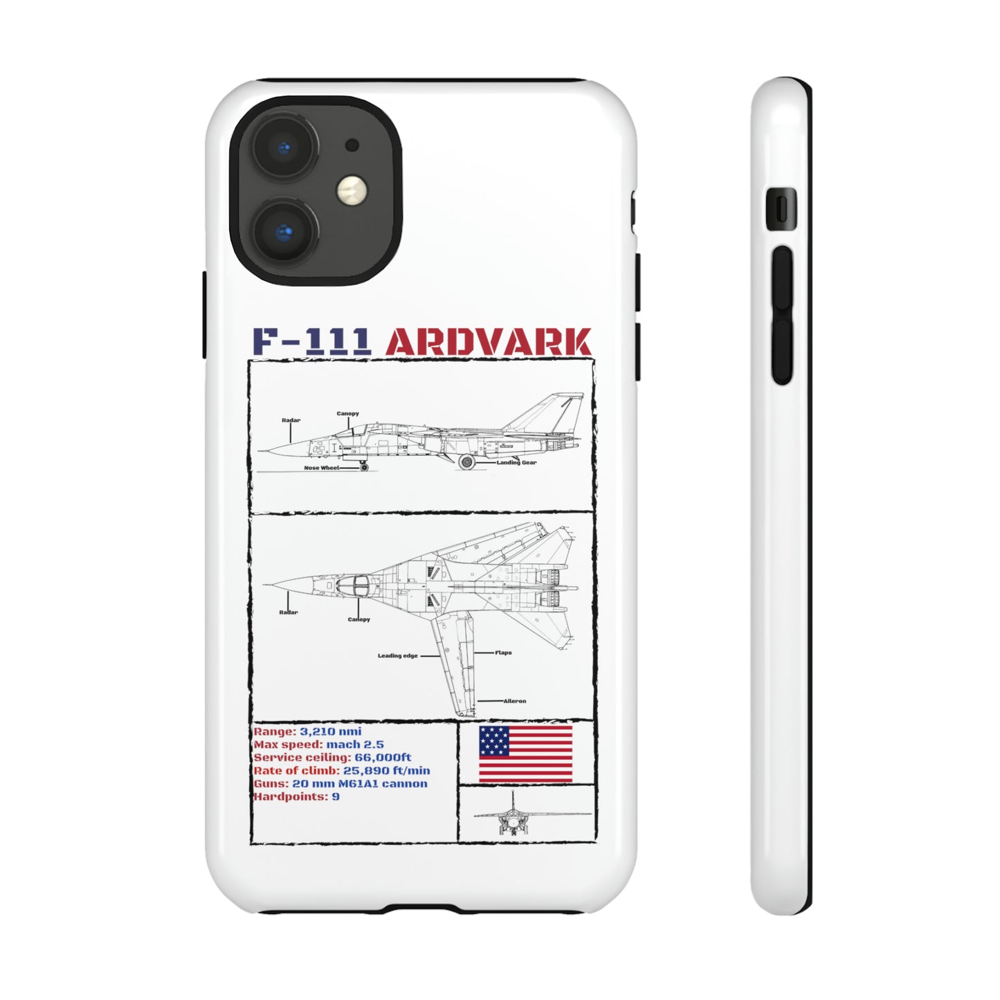 F111 Aardvark  Schematic Durable Phone Case (USAF Colourways)